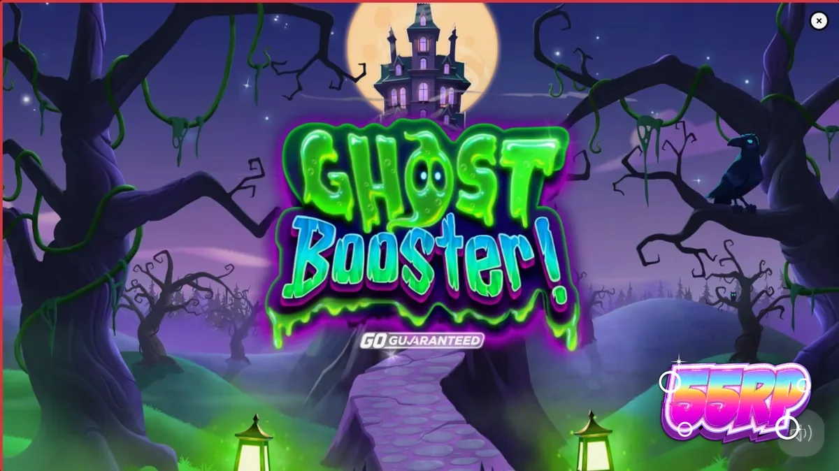 Tampilan visual slot Ghost Booster dengan tema Halloween yang ceria dan penuh warna